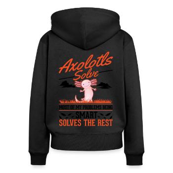 Axolotl cadeau armé amphibien - Sweat à capuche zippé Premium bio Femme - noir - Dos - Julia (174cm)