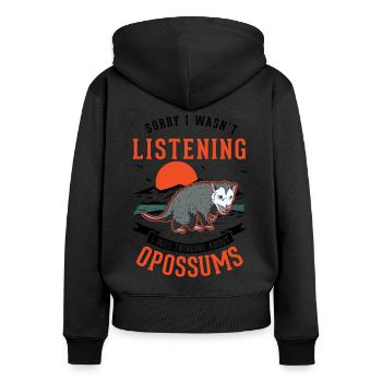 Opossum Geschenk Possum Beutelratte - Frauen Premium Bio Zip Hoodie - Schwarz - Hinten - Julia (174cm)