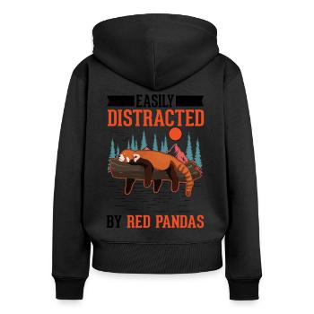 Red Panda Gift Red Panda - Women's Premium Organic Zip Hoodie - black - Back - Julia (174cm)