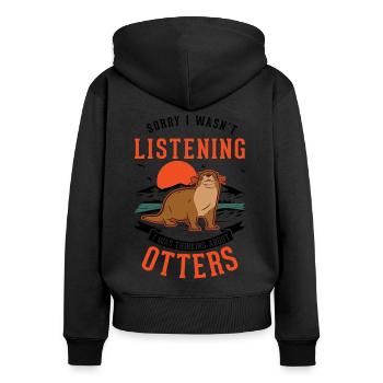Loutre cadeau Loutre Loutre de mer - Sweat à capuche zippé Premium bio Femme - noir - Dos - Julia (174cm)