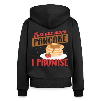 Les enfants amateurs de crêpes, juste un de plus - Sweat à capuche zippé Premium bio Femme - noir - Dos - Julia (174cm)