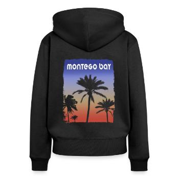 Montego Bay Jamaika Sonnenuntergang Urlaub Souvenir Palme - Frauen Premium Bio Zip Hoodie - Schwarz - Hinten - Julia (174cm)