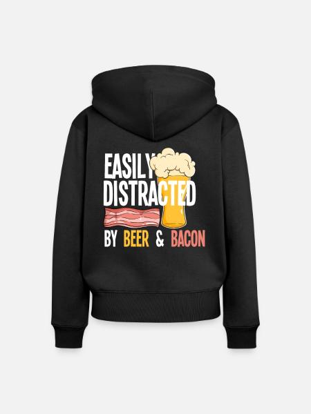 Speck Bacon Bier - Frauen Premium Bio Zip Hoodie - Schwarz
