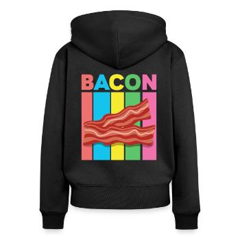 Retro Speck - Frauen Premium Bio Zip Hoodie - Schwarz - Hinten - Julia (174cm)