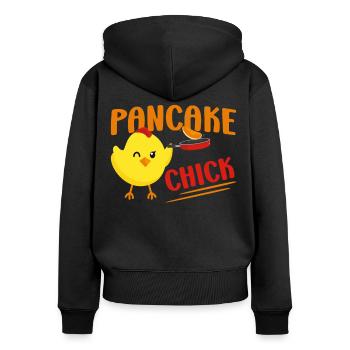 Pancake Lover Kids Chicken Girl - Frauen Premium Bio Zip Hoodie - Schwarz - Hinten - Julia (174cm)