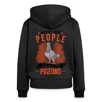 Taube Geschenk Taubenzüchter Brieftaube - Frauen Premium Bio Zip Hoodie - Schwarz - Hinten - Julia (174cm)