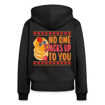 Pancake Lover Kids Valentines Day - Frauen Premium Bio Zip Hoodie - Schwarz - Hinten - Julia (174cm)