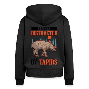 Easily distracted by Tapirs - Frauen Premium Bio Zip Hoodie - Schwarz - Hinten - Julia (174cm)