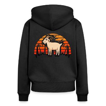 Ziegen Herzschlag Ziegenwirt Ziege - Frauen Premium Bio Zip Hoodie - Schwarz - Hinten - Julia (174cm)