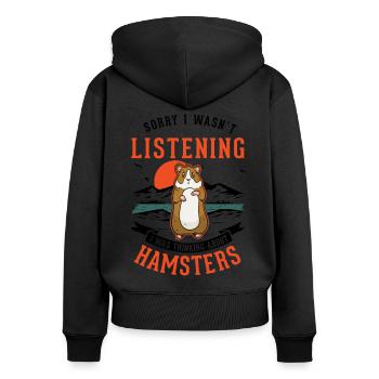 Hamster Hamsterrad Goldhamster Hamster - Frauen Premium Bio Zip Hoodie - Schwarz - Hinten - Julia (174cm)
