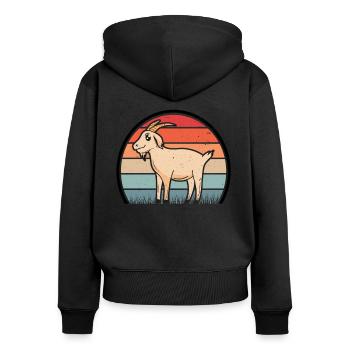 Chèvres Retro Goat Host Vintage Goat - Sweat à capuche zippé Premium bio Femme - noir - Dos - Julia (174cm)