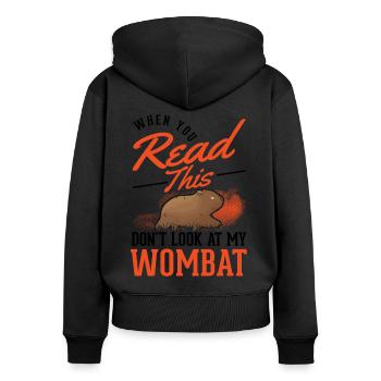 Australischer Wombat Geschenk - Frauen Premium Bio Zip Hoodie - Schwarz - Hinten - Julia (174cm)