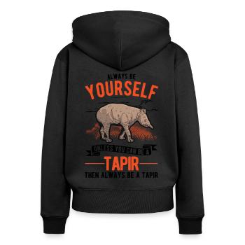 Always be yourself Tapir Flachlandtapir - Frauen Premium Bio Zip Hoodie - Schwarz - Hinten - Julia (174cm)