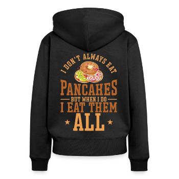 Les enfants amateurs de crêpes que je ne fais pas toujours - Sweat à capuche zippé Premium bio Femme - noir - Dos - Julia (174cm)