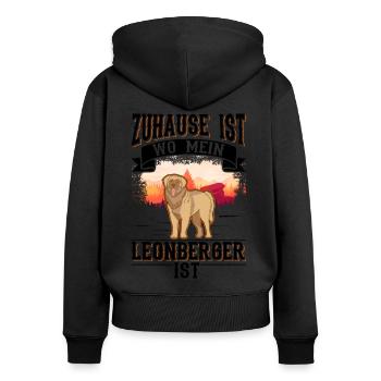 Home is where my Leonberger is - Women's Premium Organic Zip Hoodie - black - Back - Julia (174cm)
