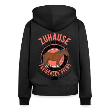 Zuhause ist wo mein Freiberger Pferd sind - Frauen Premium Bio Zip Hoodie - Schwarz - Hinten - Julia (174cm)