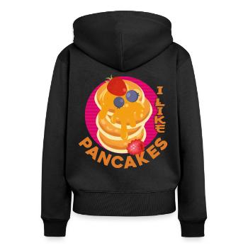 Amoureux des crêpes Les enfants J’aime les crêpes - Sweat à capuche zippé Premium bio Femme - noir - Dos - Julia (174cm)