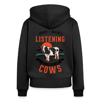 Cow Farmer Cattle Breeder Farmer Cows - Women's Premium Organic Zip Hoodie - black - Back - Julia (174cm)