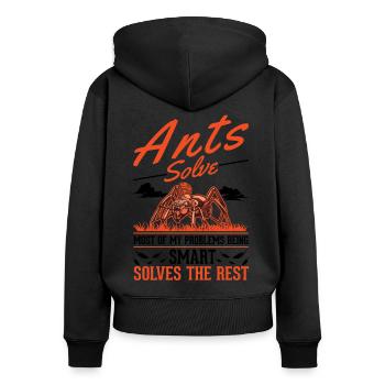 Fourmis, Fourmilière, Fourmilières, Fourmis De Feu - Sweat à capuche zippé Premium bio Femme - noir - Dos - Julia (174cm)