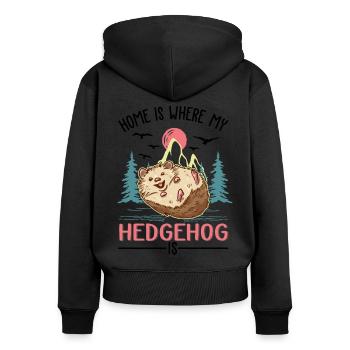 La maison, c’est là où se trouve mon hérisson - Sweat à capuche zippé Premium bio Femme - noir - Dos - Julia (174cm)