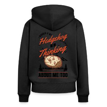 Hérisson cadeau hérisson épineux - Sweat à capuche zippé Premium bio Femme - noir - Dos - Julia (174cm)