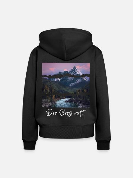 the mountain is calling - Frauen Premium Bio Zip Hoodie - Schwarz