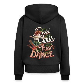 Danse irlandaise Feis Reel Girls Danse irlandaise - Sweat à capuche zippé Premium bio Femme - noir - Dos - Julia (174cm)