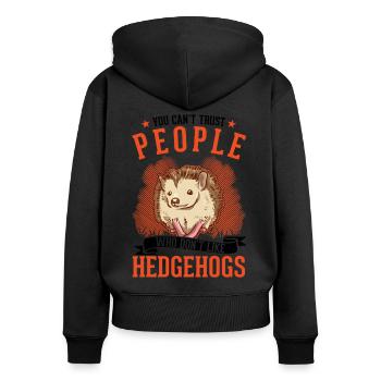 Hérisson cadeau hérisson épineux - Sweat à capuche zippé Premium bio Femme - noir - Dos - Julia (174cm)