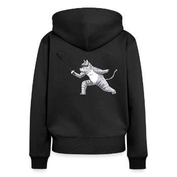 Fechten Katze Fechter degenkämpferfechter - Frauen Premium Bio Zip Hoodie - Schwarz - Hinten - Julia (174cm)