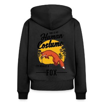 Cadeau de renard Renard roux - Sweat à capuche zippé Premium bio Femme - noir - Dos - Julia (174cm)
