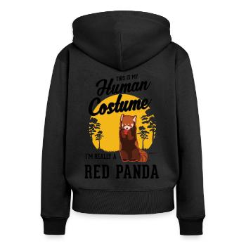 Roter Panda Geschenk Red Panda - Frauen Premium Bio Zip Hoodie - Schwarz - Hinten - Julia (174cm)