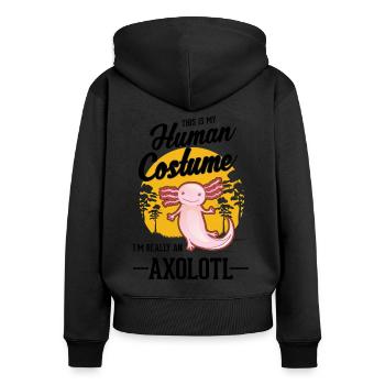 Axolotl Costume Humain Halloween Axolotl - Sweat à capuche zippé Premium bio Femme - noir - Dos - Julia (174cm)