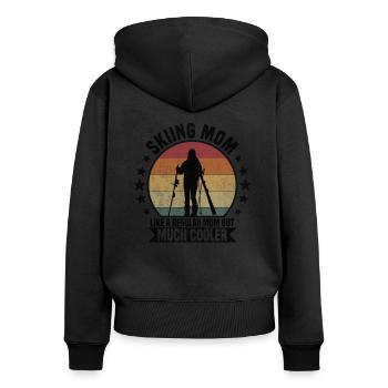 Skiing mom Ski - Frauen Premium Bio Zip Hoodie - Schwarz - Hinten - Julia (174cm)