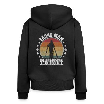 Skiing mom Ski - Frauen Premium Bio Zip Hoodie - Schwarz - Hinten - Julia (174cm)