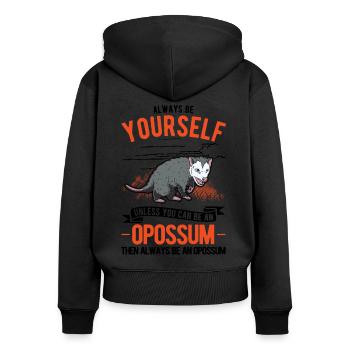 Opossum Geschenk Possum Beutelratte - Frauen Premium Bio Zip Hoodie - Schwarz - Hinten - Julia (174cm)
