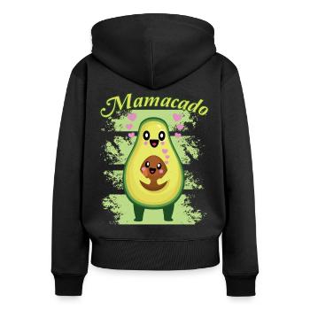 Avocado Mamacado Lustiger Spruch - Frauen Premium Bio Zip Hoodie - Schwarz - Hinten - Julia (174cm)