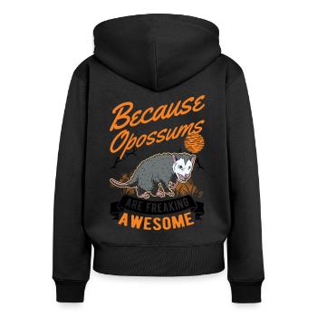 Parce que les opossums sont vraiment géniaux - Sweat à capuche zippé Premium bio Femme - noir - Dos - Julia (174cm)