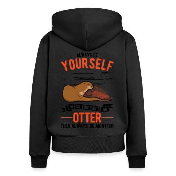 Otter Geschenk Fischotter Seeotter - Frauen Premium Bio Zip Hoodie - Schwarz - Hinten - Julia (174cm)