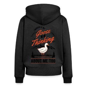 Geese Gift Goose Breeder Goose - Women's Premium Organic Zip Hoodie - black - Back - Julia (174cm)