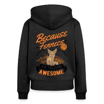 Parce que les Fennecs sont vraiment géniaux Fennek - Sweat à capuche zippé Premium bio Femme - noir - Dos - Julia (174cm)
