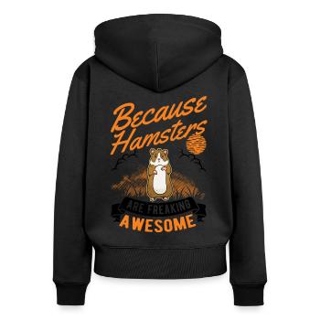 Hamster Gift Dwarf Hamster Gold Hamster - Women's Premium Organic Zip Hoodie - black - Back - Julia (174cm)