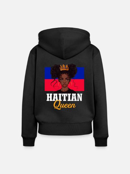 Haitian princess, haiti - Frauen Premium Bio Zip Hoodie - Schwarz