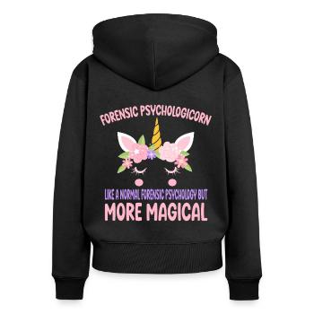 Correctional NursNursicorn like a normal Forensic - Women's Premium Organic Zip Hoodie - black - Back - Julia (174cm)