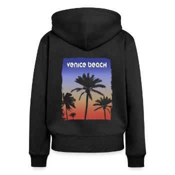 Venice Beach Kalifornien Sonnenuntergang Urlaubssouvenir - Frauen Premium Bio Zip Hoodie - Schwarz - Hinten - Julia (174cm)