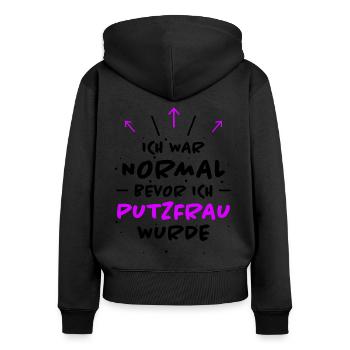 Putzfrau Spruch Reinigungskraft Putzfrau Geschenk - Frauen Premium Bio Zip Hoodie - Schwarz - Hinten - Julia (174cm)