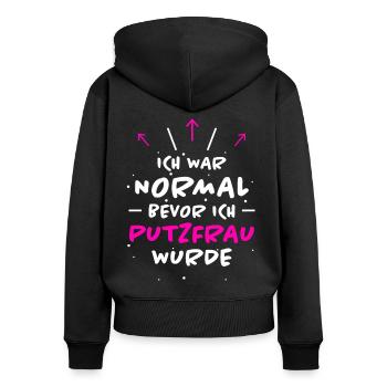 Putzfrau Spruch Reinigungskraft Putzfrau Geschenk - Frauen Premium Bio Zip Hoodie - Schwarz - Hinten - Julia (174cm)