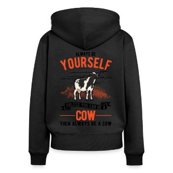 Cow Gift Farmer Cattle Breeder Cows - Women's Premium Organic Zip Hoodie - black - Back - Julia (174cm)