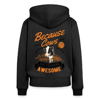 Cow Cattle Breeder Farmer Farmer Cows - Women's Premium Organic Zip Hoodie - black - Back - Julia (174cm)
