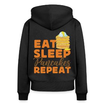 Les enfants amoureux des crêpes mangent le sommeil - Sweat à capuche zippé Premium bio Femme - noir - Dos - Julia (174cm)