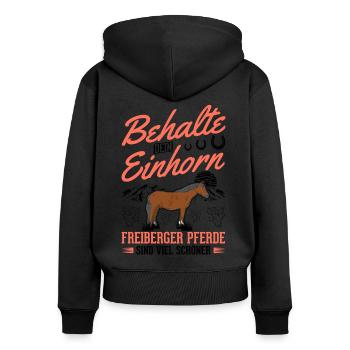 Freiberg cheval licorne - Sweat à capuche zippé Premium bio Femme - noir - Dos - Julia (174cm)